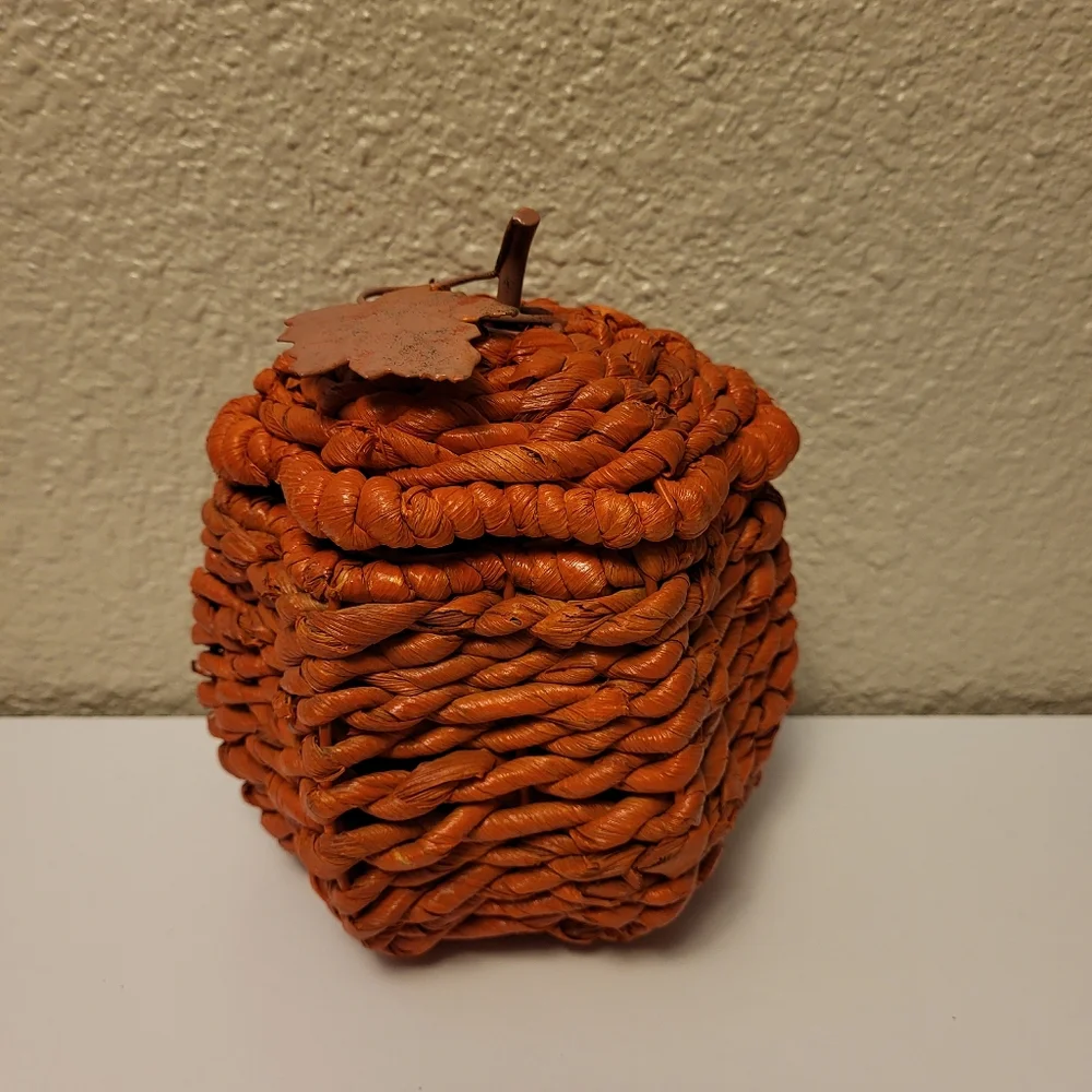 Set of Three Lidded Wicker Pumpkins